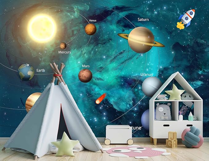 Kids Universe Planet Galaxy Wallpaper Solar System Starry bight Sky Ceiling - Image 3