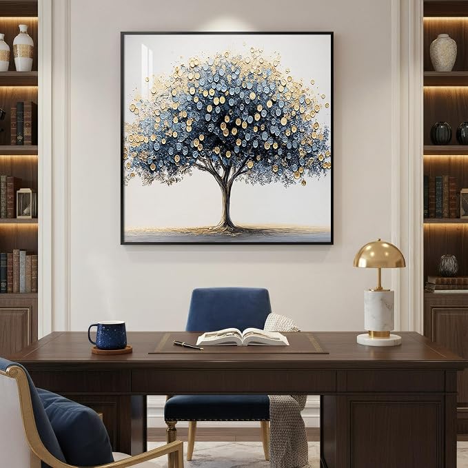 Framed Square Tree of Life Wall Art, Minimalist Elegant Luxury Abstract Tree - Image 2