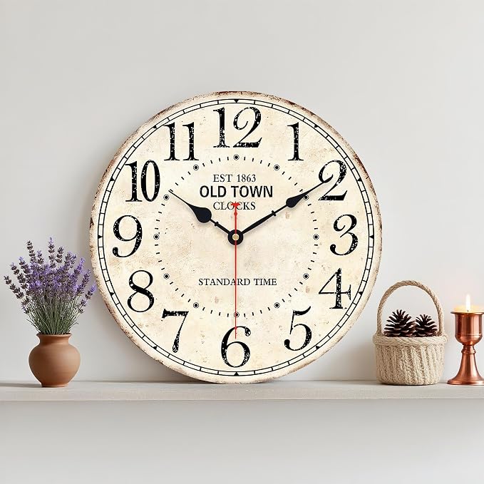 14 Inch Retro Round Wall Clock Old Town Vintage Antique Style Battery Operated - Image 6