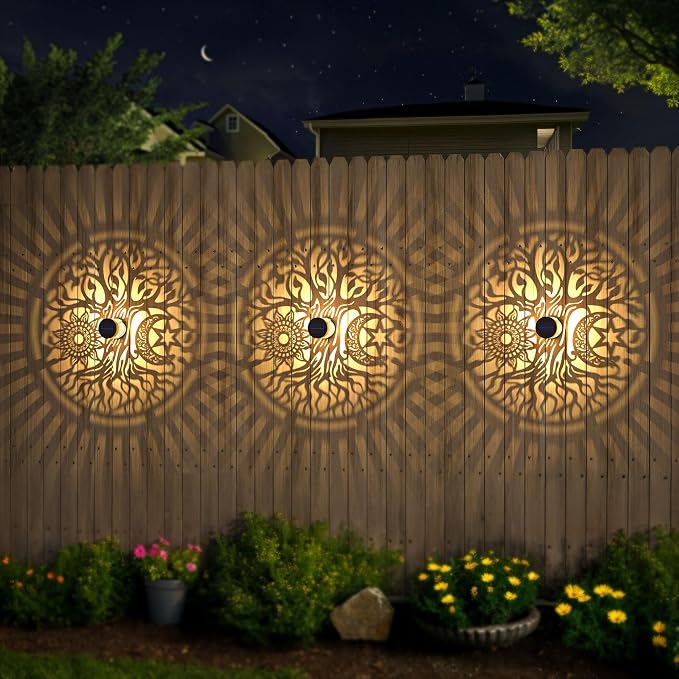 4 Pack Large Solar Fence Lights Metal Solar Powered Outdoor Wall Deck Step - Image 3