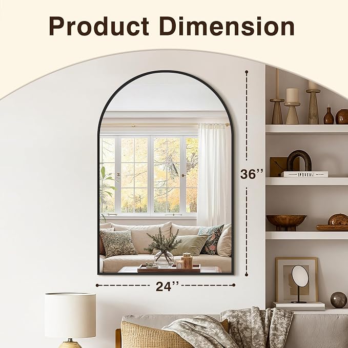 Vanity Bathroom Mirror for Wall, 2 Pack 36”x24” Arched Bathroom Mirror for Over - Image 3