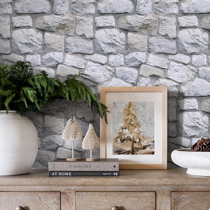3D Faux Stone Wall Panels Peel and Stick Whitewash, Stone-Look Textured Wall - Image 8