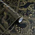 Erfoni 197"x17.7" Black and Gold Wallpaper Vintage Self Adhesive Peel and Stick by Erfoni