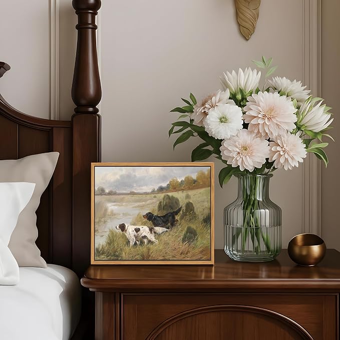 Floating Framed Vintage Hunting Dog Wall Art, Classic Countryside Landscape - Image 8