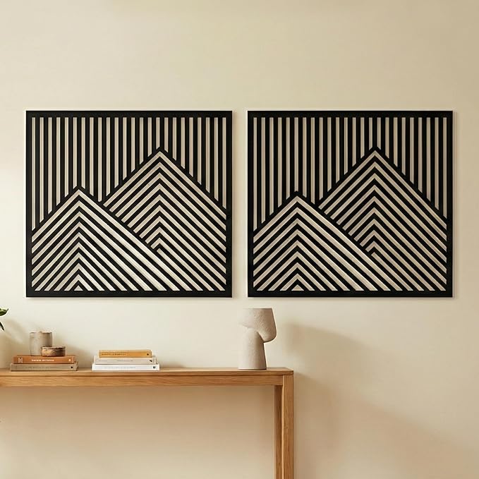 River's Edge Essentials Wood Mountain Wall Decor – Set of 2 Modern Wood Wall Art - Image 7