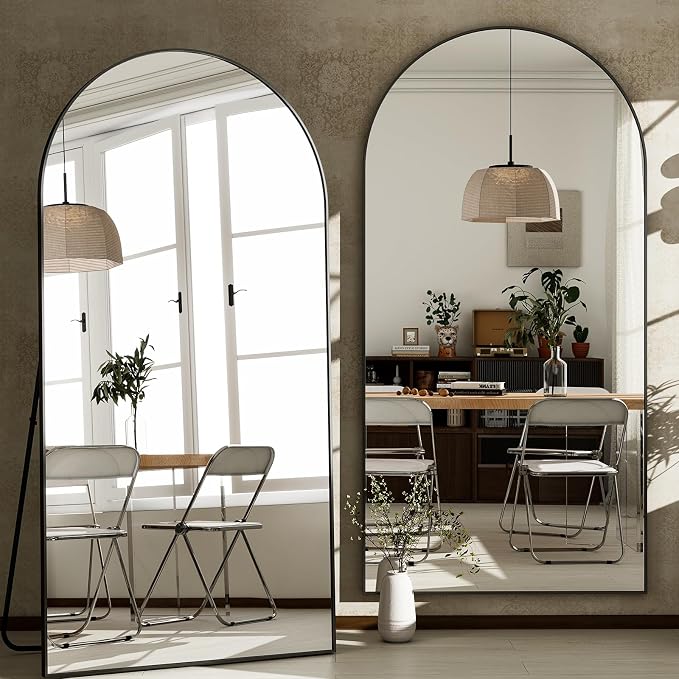 GLSLAND-34x76 inch Wall Mount Arched Full Length Mirror-Aluminum Alloy Frame - Image 7