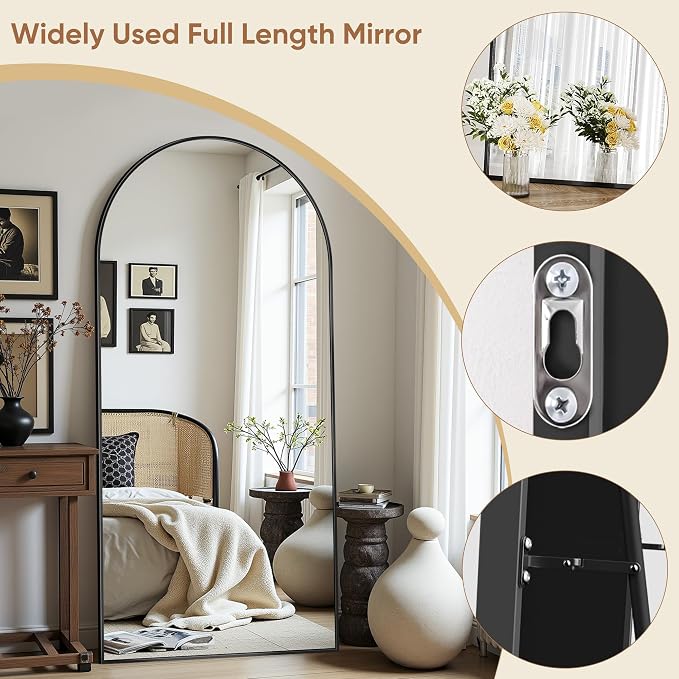 69"x28" Full Length Mirror, Arched Full Body Mirror, Standing Hanging or - Image 7