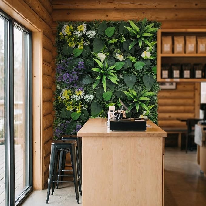 Artificial Mixed Botanical Plant Wall Panel, 24x16 in UV-Protected Faux - Image 6