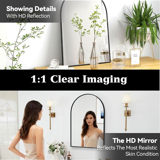 SCWF-GZ 30x20 Arch Mirror Rectangle Wall Mounted Hanging or Against Wall - Image 4
