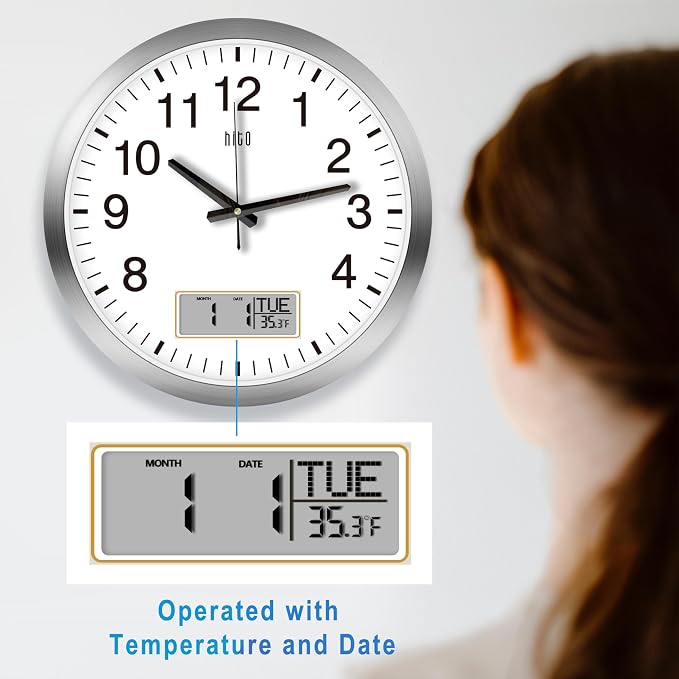 HITO 16 Inch Silent Wall Clock Battery Operated - Image 2