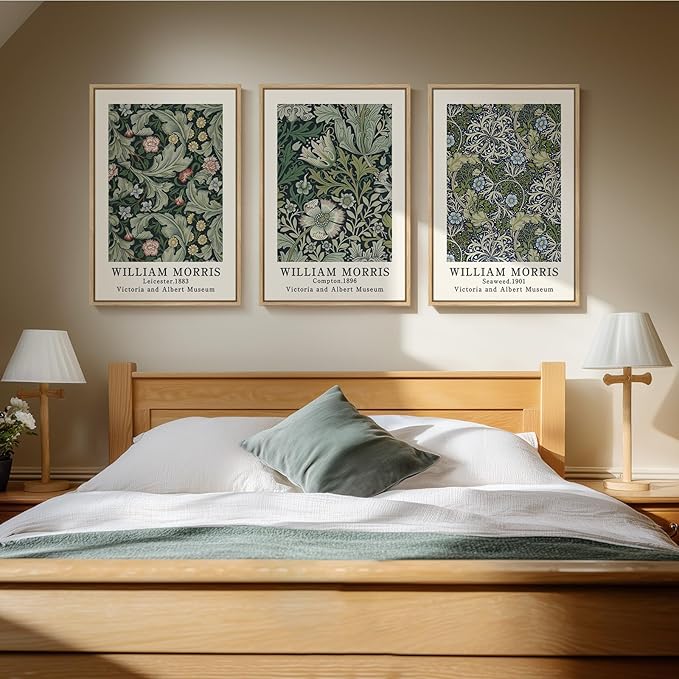 Framed William Morris Canvas Wall Art Set of 3, Boho Farmhouse Botanical Decor - Image 2