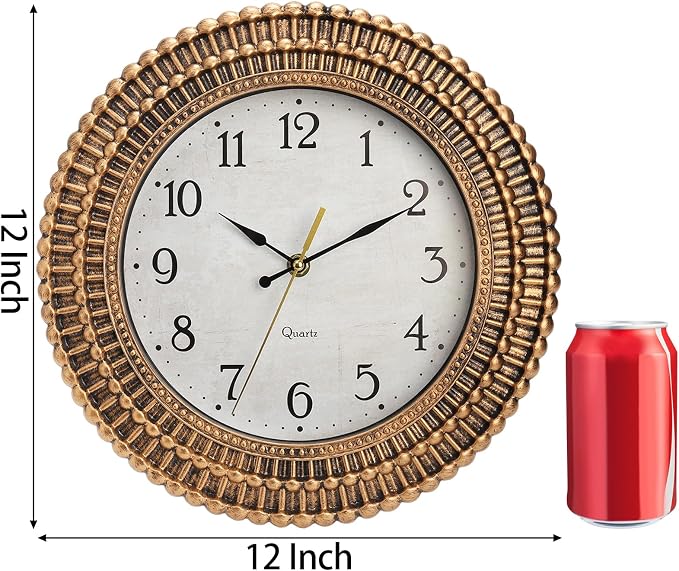 Bekith Wall Clock 12 Inch Silent Non-Ticking Retro Wall Clocks Battery Operated - Image 2