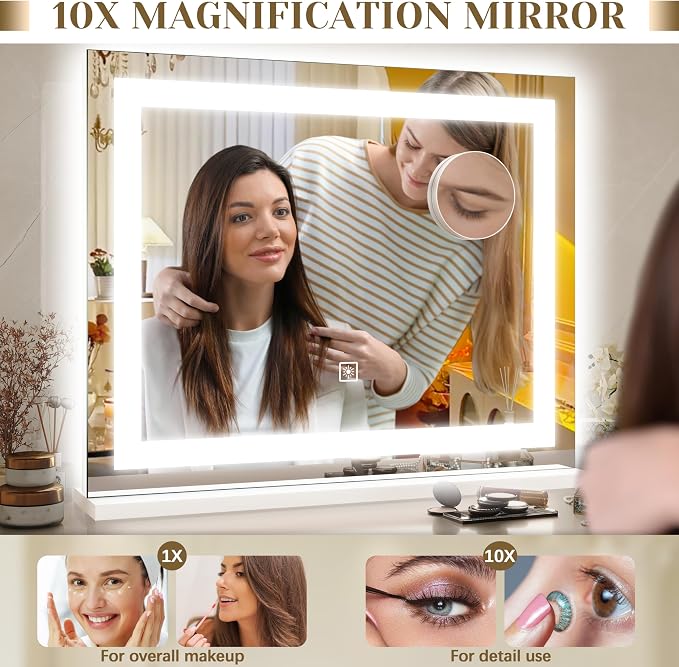 ROLOVE 22x19 Inch Lighted Vanity Mirror, Large LED Makeup Mirror - Image 7