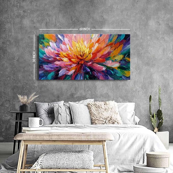Abstract Lotus Wall Art Zen Wall Decor Large Colorful Lotus Flower Pictures - Image 3