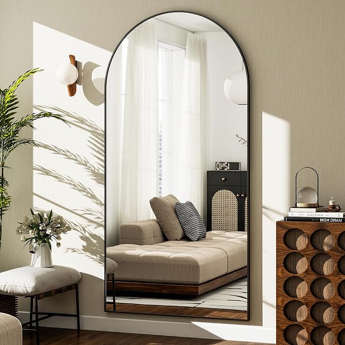 GLSLAND-30x71 inch Wall Mount Arched Full Length Mirror-Aluminum Alloy Frame - Image 9