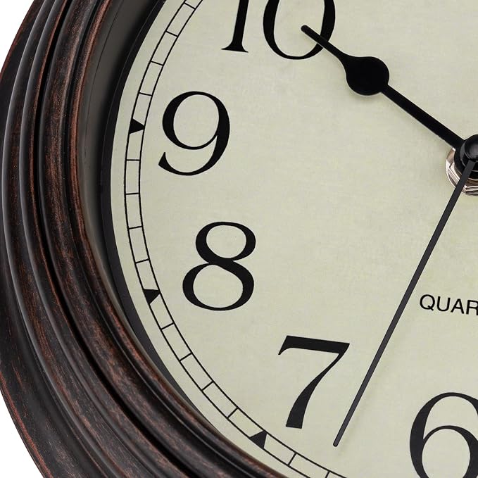 Foxtop 9 Inch Wall Clock Battery Operated Silent Non-Ticking Small Classic - Image 8