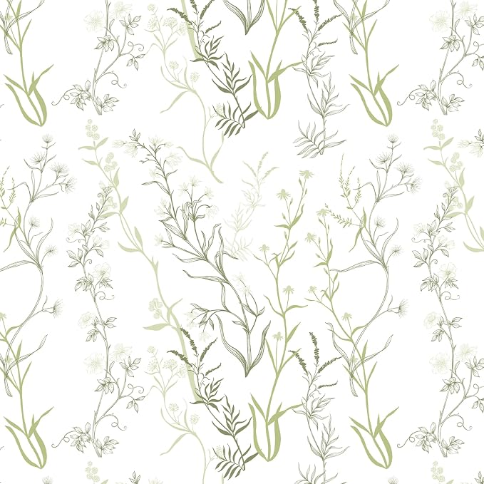 Timeet Floral Peel and Stick Wallpaper Botanical Wildflower Self Adhesive Wall by Timeet