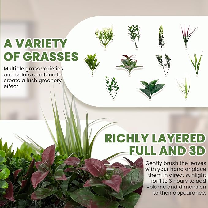Artificial Grass Wall Boxwood Plant Panel: 20"x20" UV Resistant Green Leaves - Image 3