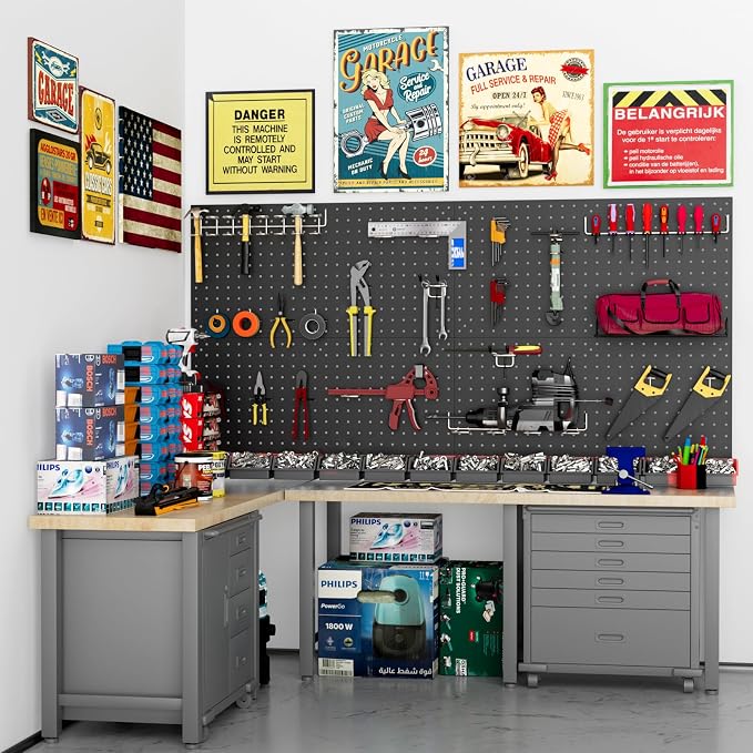 12 Pack 12-Inch X 24-Inch Metal Pegboard Wall Panels, Peg Boards - Image 7