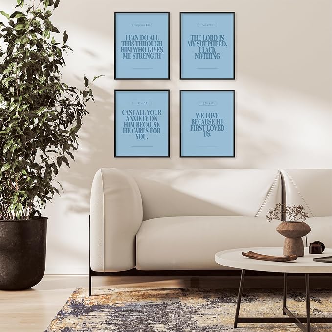 Locomiss Blue Christian Wall Art Decor Posters, Minimalist Jesus Scripture - Image 3