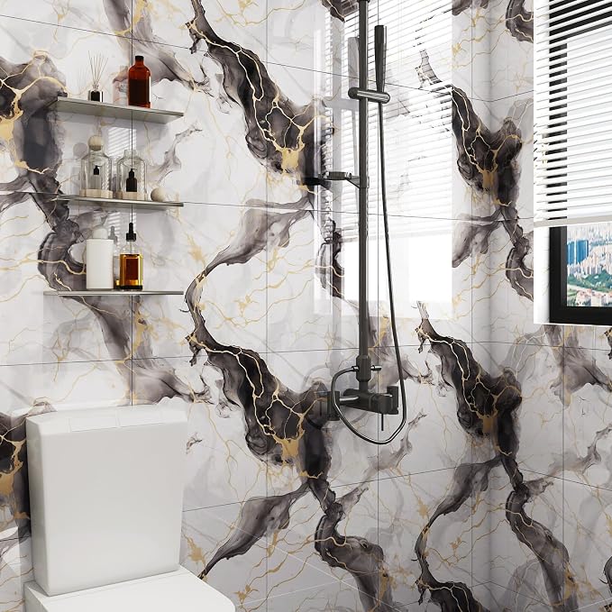 10pcs Peel and Stick Tile Shower Waterproof Marble Tiles Wall Panels, - Image 8