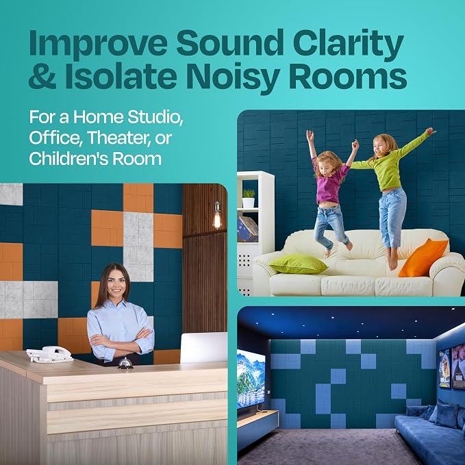 Acoustic Panels 12-Pack Soundproof Wall Panels 12"x12"x0.4" Decorative Sound - Image 7