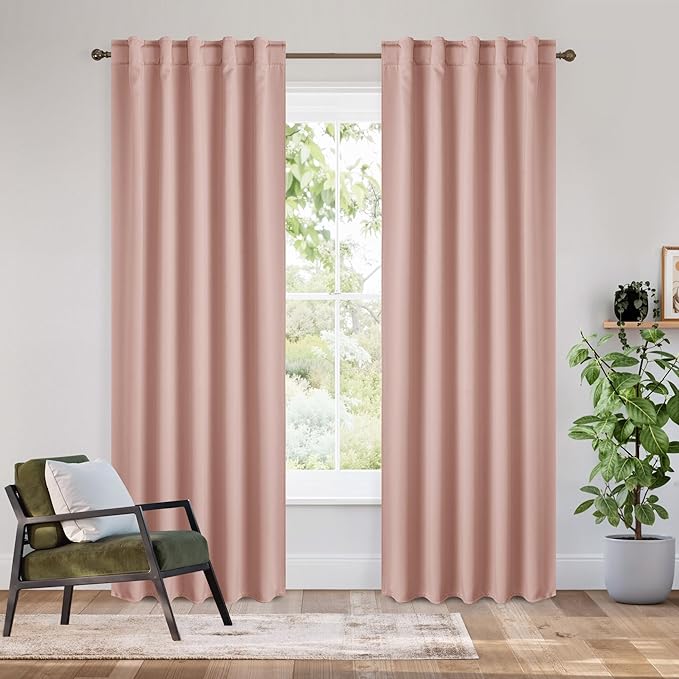 RYB HOME Bedroom Blackout Curtains 80 inches Long, 100% Blackout Thermal by RYBHOME