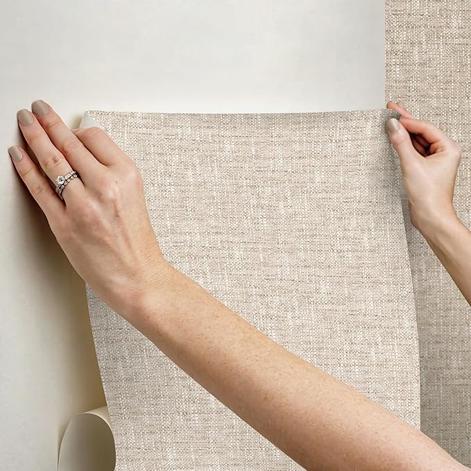 NuWallpaper by WallPops Tan Poplin Peel and Stick Wallpaper - Image 5