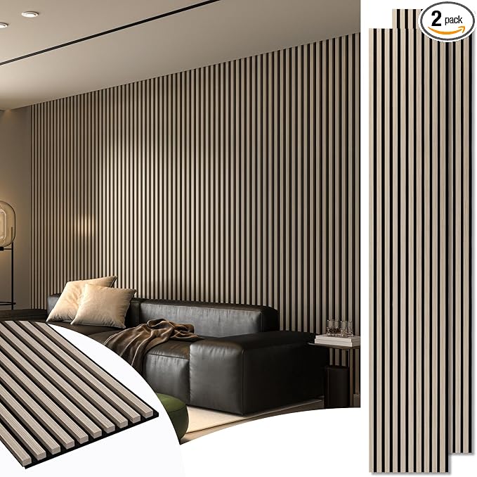 Art3d 2-Pack 108" x 12" Acoustic Wood Panels by Art3d