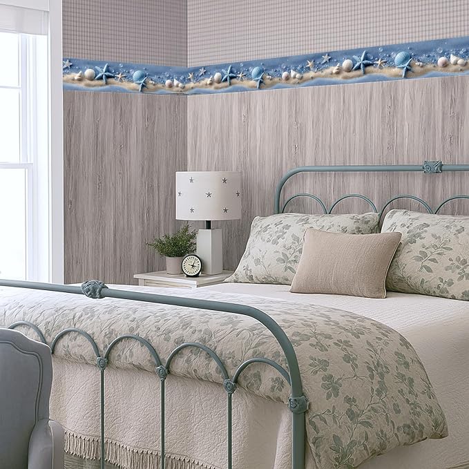 Beach Seashell Wallpaper Border 196x4 Inch Peel and Stick Wall Border Self - Image 7