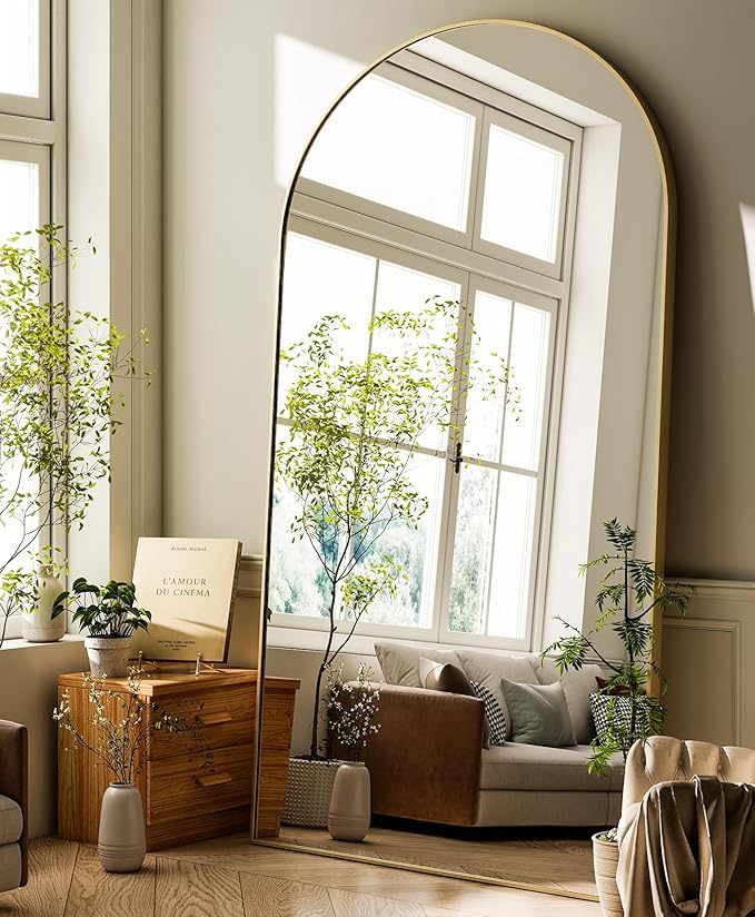 GLSLAND-34x76 inch Wall Mount Arched Full Length Mirror-Aluminum Alloy Frame - Image 2