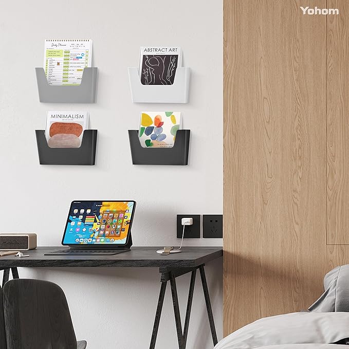 YOHOM Adhesive File Holder Plastic Document Folder Door No Drilling Mount Mail - Image 4