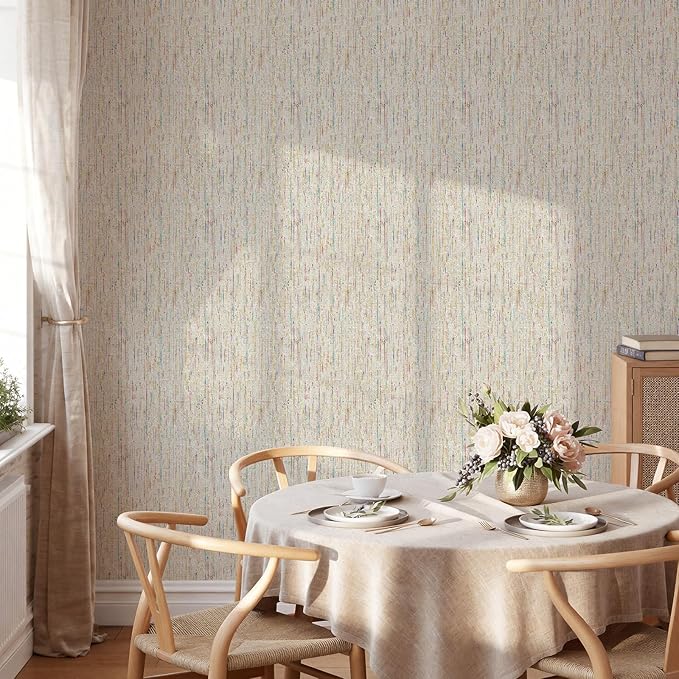 JiffDiff Woven Wallpaper Peel and Stick 17.3" x 400" Colorful Paint Grasscloth - Image 4