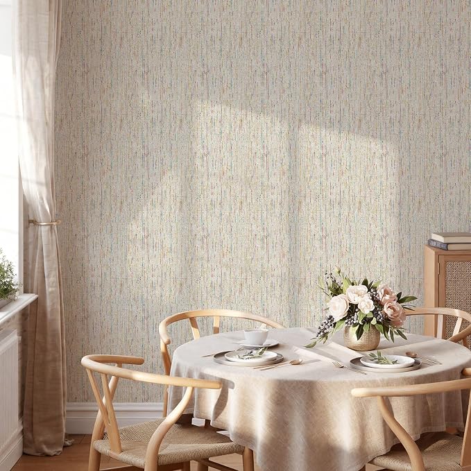 JiffDiff Woven Wallpaper Peel and Stick 17.3" x 120" Colorful Paint Grasscloth - Image 6