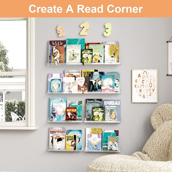 upsimples 12 Pack Acrylic Shelves Wall Organizer and Storage, Toy Cars - Image 6