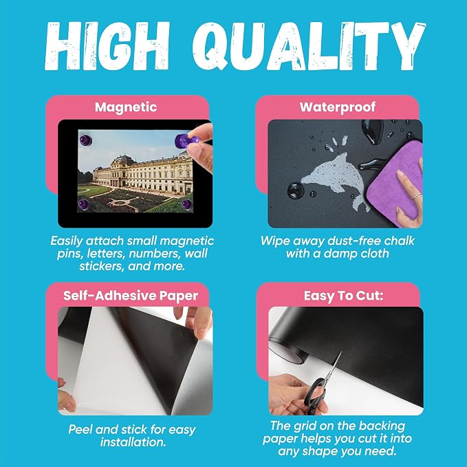 Magnetic Chalkboard Wallpaper Peel and Stick 40" x 18", Self-Adhesive - Image 4
