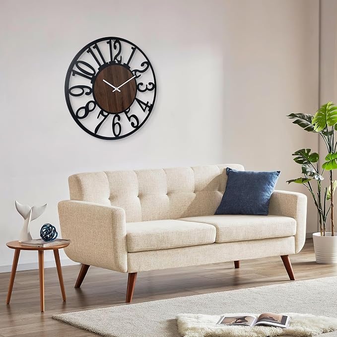 LEIKE Large Wall Clock 30'' Lighted Rustic Wood Clock - Image 7