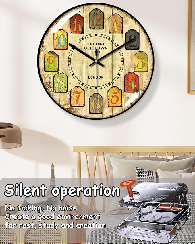 Decorative Wall Clocks Batterys Operated, Retro Wall Clock - Image 2