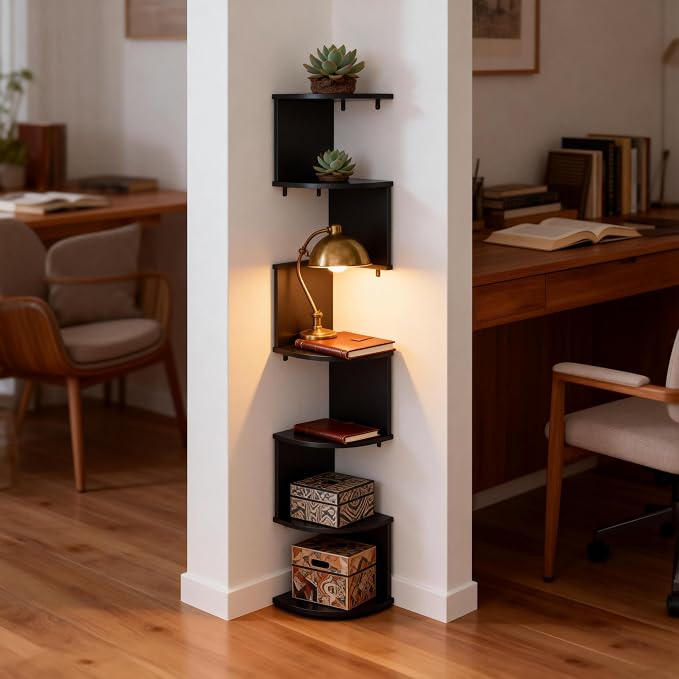 No-Drill Corner Shelf Wall Mount, 7-Tier Floating Corner Bookshelf - Image 9