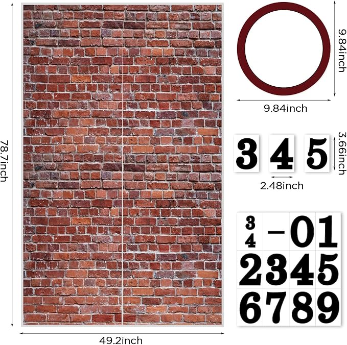 Brick Wall Party Backdrop, Wall Decoration, Curtains Door, Old Red Brick Wall - Image 2