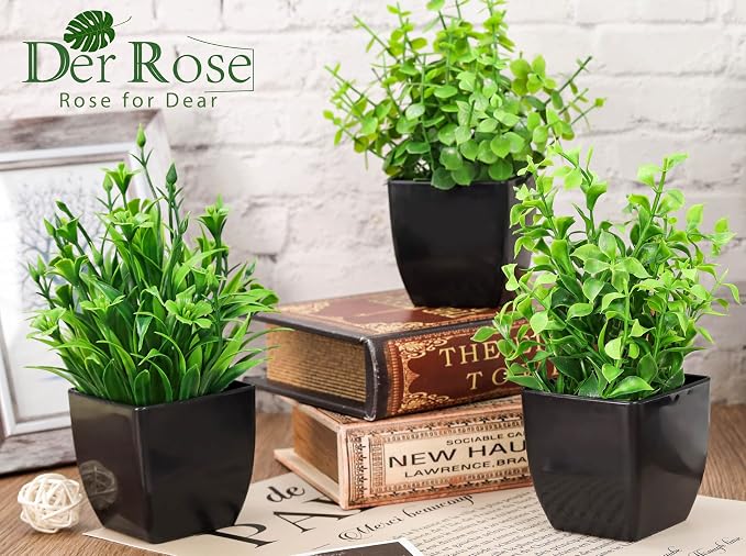 Der Rose 6 Pack Fake Plants Mini Artificial Plants - Image 5