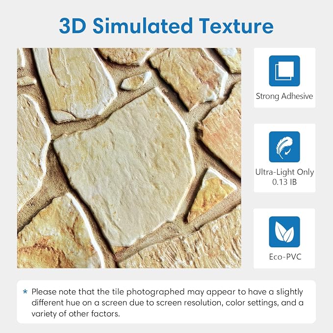 COMSTICKC 3D Faux Stone Wall Panel Peel and Stick Wall Stickers, Not Real Stone - Image 3