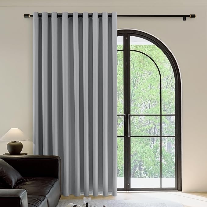 FMFUNCTEX 100% Dark Grey Blackout Patio Sliding Glass Door Curtains 84 inch by Fmfunctex