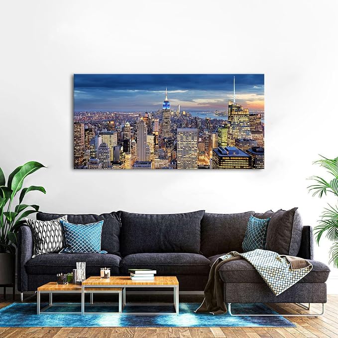 Extra Large New York City Wall Art NYC Skyline Office Wall Decor Sunset - Image 4