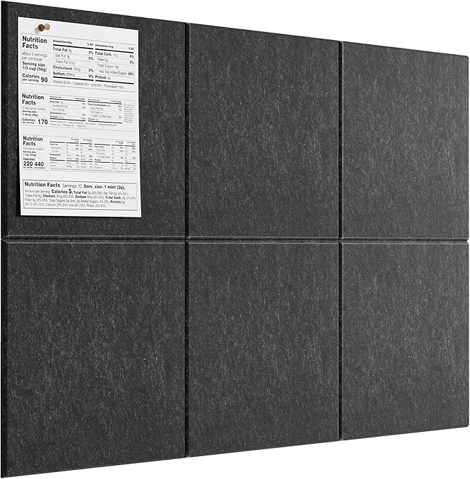 MaxGear Large Cork Board for Wall 36" x 24", Dark Gray Bulletin Board, 6 Pack by MaxGear
