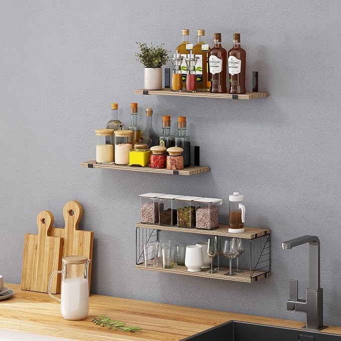 Fixwal Bathroom Floating Shelves Over Toilet, 15.8in Farmhouse Rustic Wood - Image 7