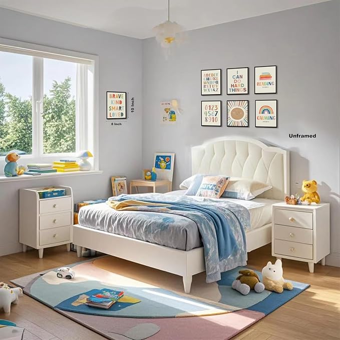 SEHSUVC Baby Alphabet 1 2 3 Wall Art Set of 9, Number Rainbow Canvas Posters - Image 8