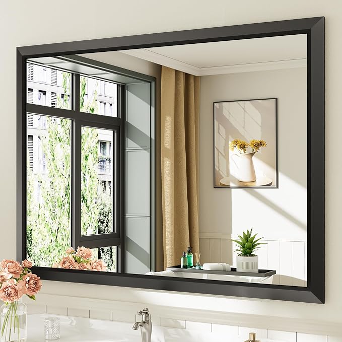 Briivue 48x36 Inch Black Bathroom Mirror by Briivuemodernmirrors
