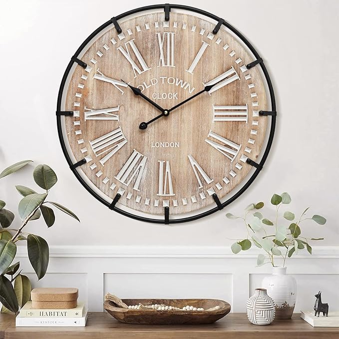 24 Inch Large Farmhouse Wall Clock by UPPER+DECOR