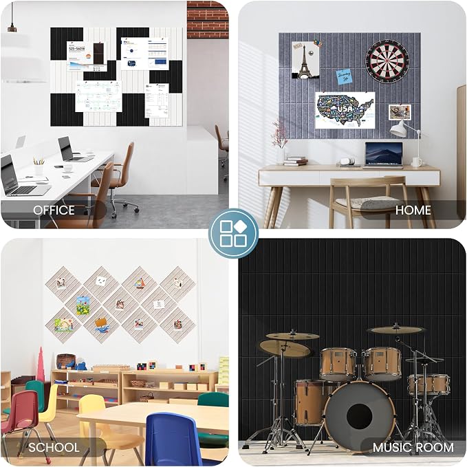 Large Cork Bulletin Board for Wall 36"x24", 6 Pack Felt Slat Wall Panel Tiles - Image 6
